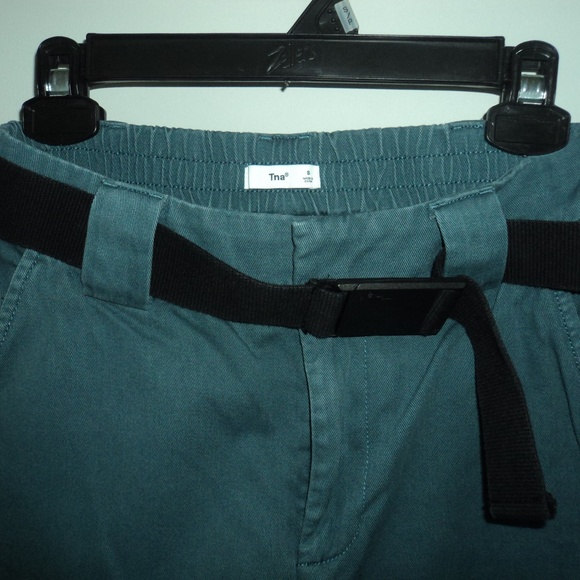 Tna Cargo Pants With Belt in Teal Blue - Picture 1 of 2